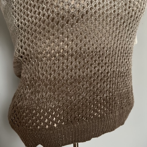 Dots Brown & Cream Knit Short Sleeved Sweater Sz L - Picture 6 of 10